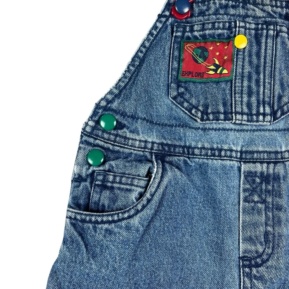 Vintage Gymboree Infant Denim Overalls Space Rocket 